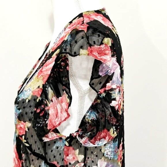 Betsey Johnson Sheer Floral Duster Fairy Whimsigoth Festival Women's Size OSFM - Picture 4 of 6